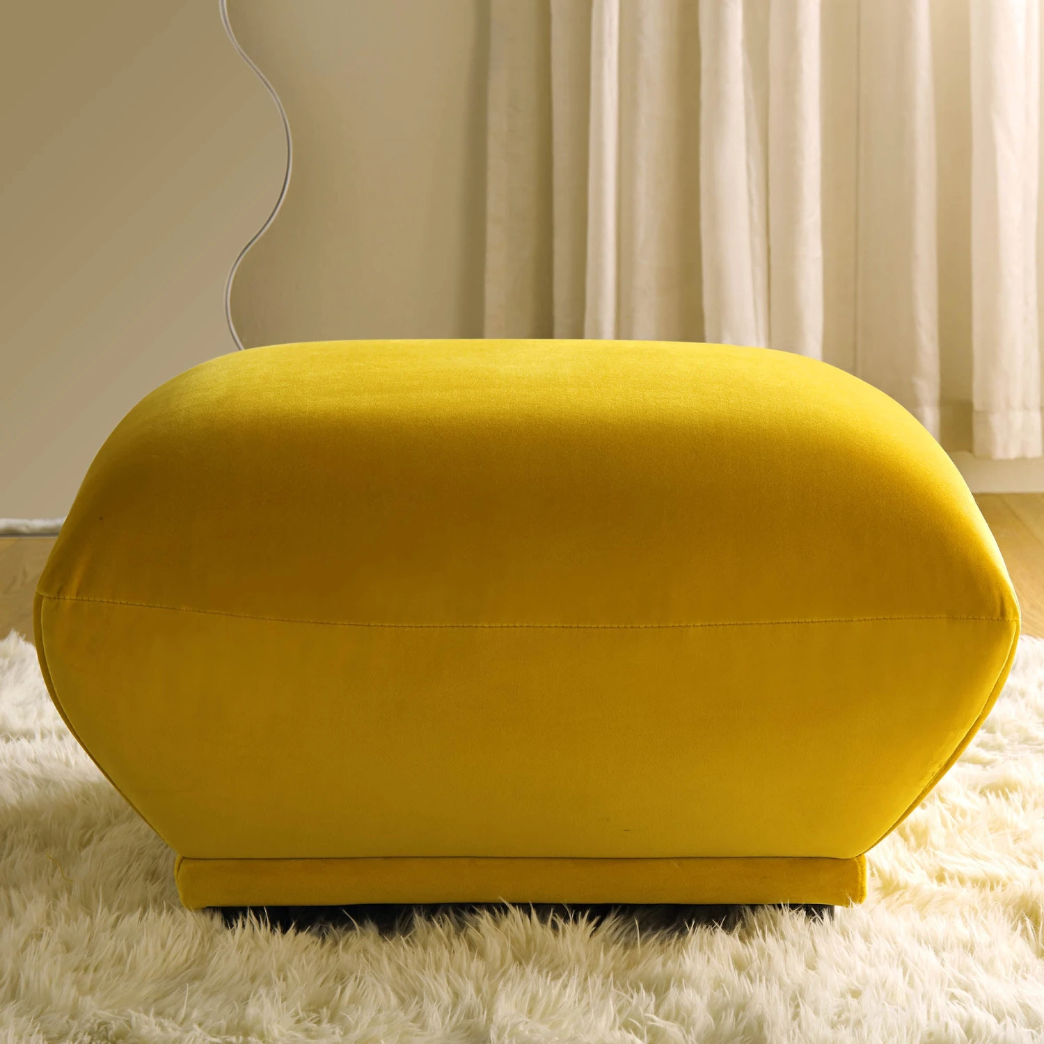 Gianni Pouffe, Goldenrod Velvet 5 Gianni Pouffe, Goldenrod Velvet - Image 3