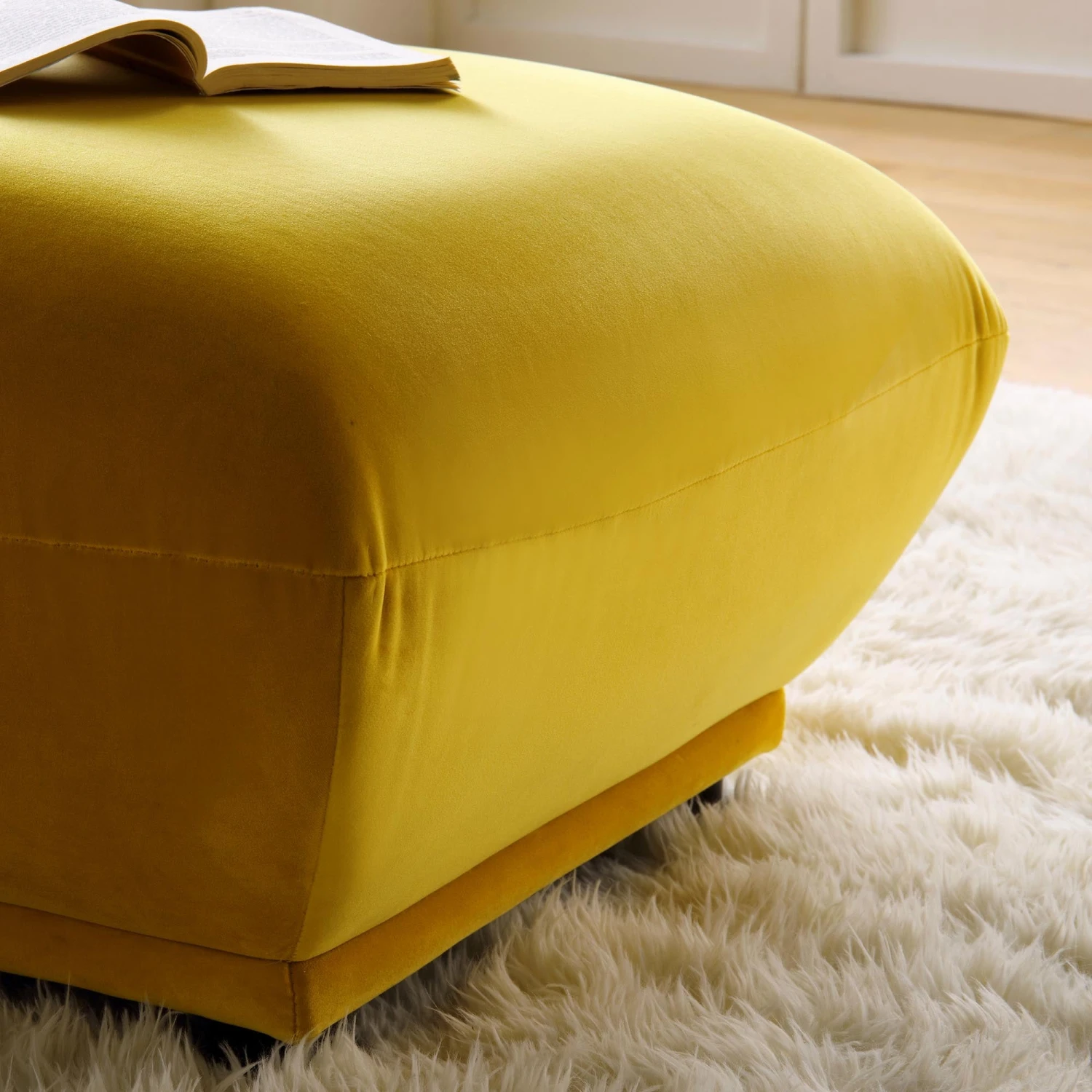 Gianni Pouffe, Goldenrod Velvet 6 Gianni Pouffe, Goldenrod Velvet - Image 4