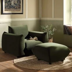 Gianni Armchair, Moss Green Velvet -Daals Shop BOSF 9678 MOSS VEL 1ST Stool main
