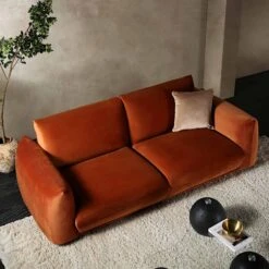 Gianni Three Seater Sofa, Rust Velvet -Daals Shop BOSF 9678 RUST VEL 3ST scene2