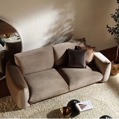 Gianni Three Seater Sofa, Mink Velvet -Daals Shop BOSF 9678 TAUPE VEL 3ST scene2