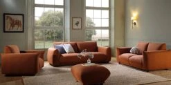 Gianni Three Seater Sofa, Terracotta Fabric -Daals Shop BOSF 9678 TERRA LIN groupscene1