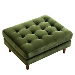 Henrietta Ottoman, Moss Green Velvet -Daals Shop BOSF 9680 FERN VEL STOOL WB1