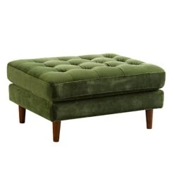 Henrietta Ottoman, Moss Green Velvet -Daals Shop BOSF 9680 FERN VEL STOOL WB3