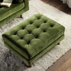 Henrietta Ottoman, Moss Green Velvet -Daals Shop BOSF 9680 FERN VEL STOOL scene1