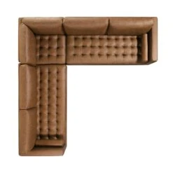 Henrietta 5+Seater Corner Sofa, Tan Faux Suede -Daals Shop BOSF 9680 TAN FXLT CORNER SET WB5