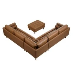 Henrietta 5+Seater Corner Sofa, Tan Faux Suede -Daals Shop BOSF 9680 TAN FXLT CORNER SET WB7