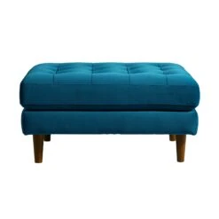 Henrietta Ottoman, Teal Velvet -Daals Shop BOSF 9680 TEAL VEL STOOL WB2