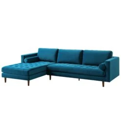 Henrietta Grand 4-Seater LHF Chaise End Sofa, Teal Velvet -Daals Shop BOSF 9680 TEAL VELLHF WB2