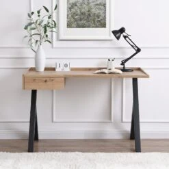Lytton 1-Drawer Oak Effect Desk With Angled Desk Top -Daals Shop BSD 060 2