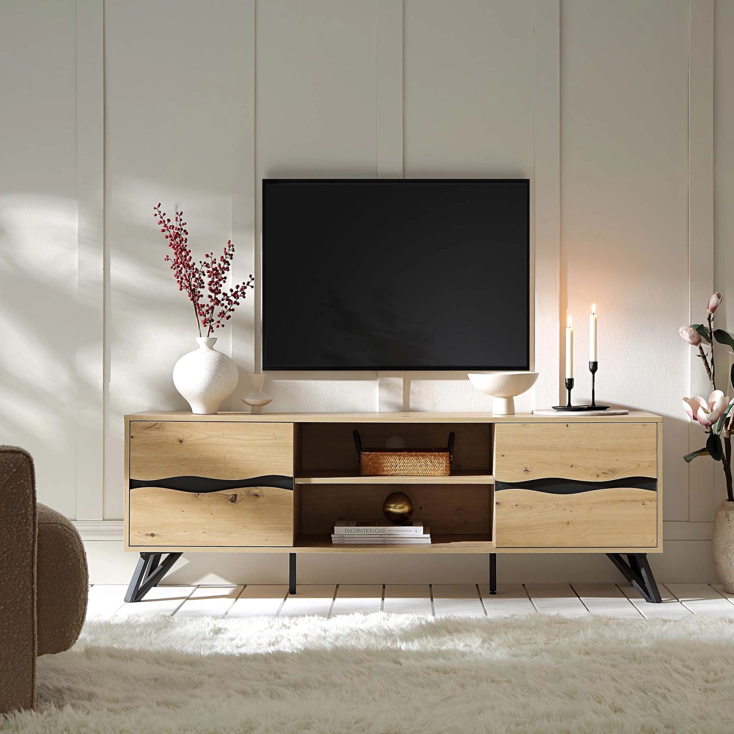Weston Oak Effect Wide TV Unit 4 Weston Oak Effect Wide TV Unit - Image 2