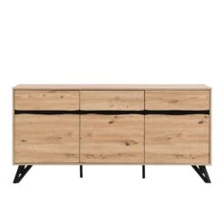 Weston Oak Effect 3 Door 3 Drawer Large Sideboard 21 Weston Oak Effect 3 Door 3 Drawer Large Sideboard -Daals Shop BSD 077 OAK 1