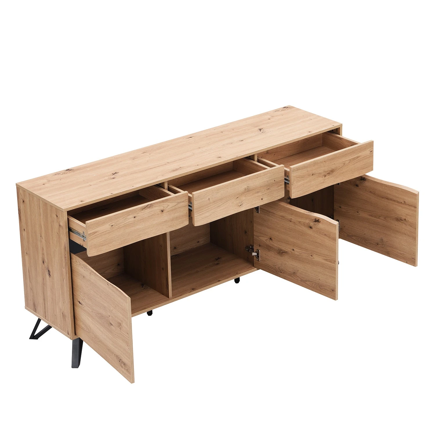 Weston Oak Effect 3 Door 3 Drawer Large Sideboard 12 Weston Oak Effect 3 Door 3 Drawer Large Sideboard - Image 10