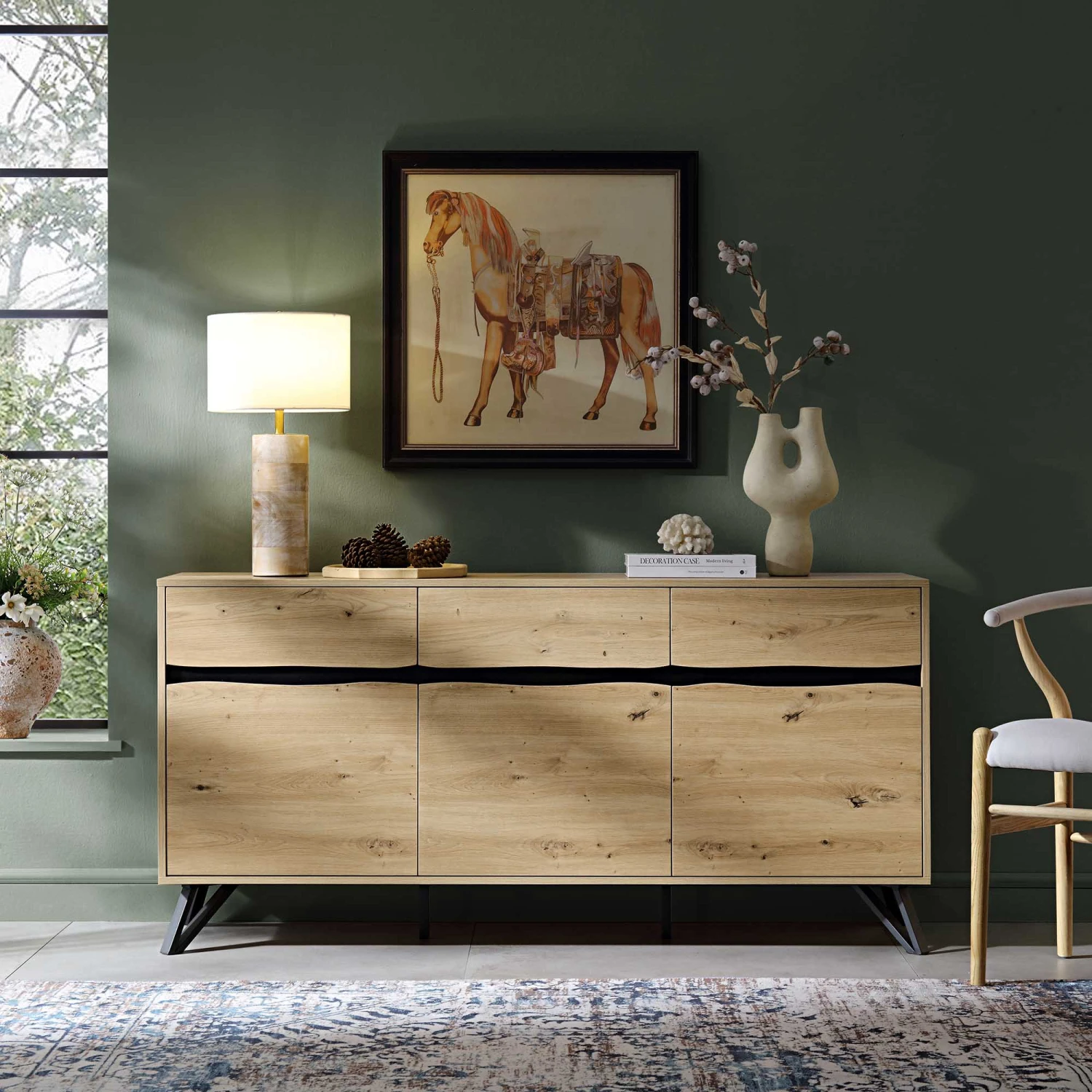 Weston Oak Effect 3 Door 3 Drawer Large Sideboard 4 Weston Oak Effect 3 Door 3 Drawer Large Sideboard - Image 2
