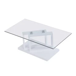 Lucent White High Gloss And Glass Top Coffee Table -Daals Shop BSD 083 WHITE 1