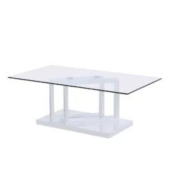 Lucent White High Gloss And Glass Top Coffee Table -Daals Shop BSD 083 WHITE 2