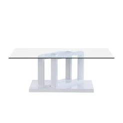 Lucent White High Gloss And Glass Top Coffee Table -Daals Shop BSD 083 WHITE 3