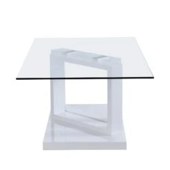 Lucent White High Gloss And Glass Top Coffee Table -Daals Shop BSD 083 WHITE 4