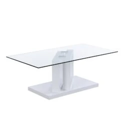 Lucent White High Gloss And Glass Top Coffee Table -Daals Shop BSD 083 WHITE 5