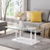 Lucent White High Gloss And Glass Top Coffee Table -Daals Shop BSD 083 WHITE main