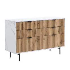 Aspen Oak And Marble Effect 6-Drawer Chest Of Drawers 22 Aspen Oak And Marble Effect 6-Drawer Chest Of Drawers -Daals Shop BSD 085 2