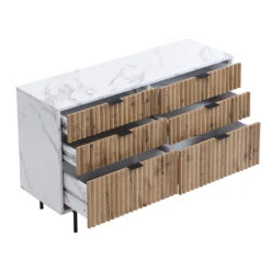 Aspen Oak And Marble Effect 6-Drawer Chest Of Drawers 23 Aspen Oak And Marble Effect 6-Drawer Chest Of Drawers -Daals Shop BSD 085 3