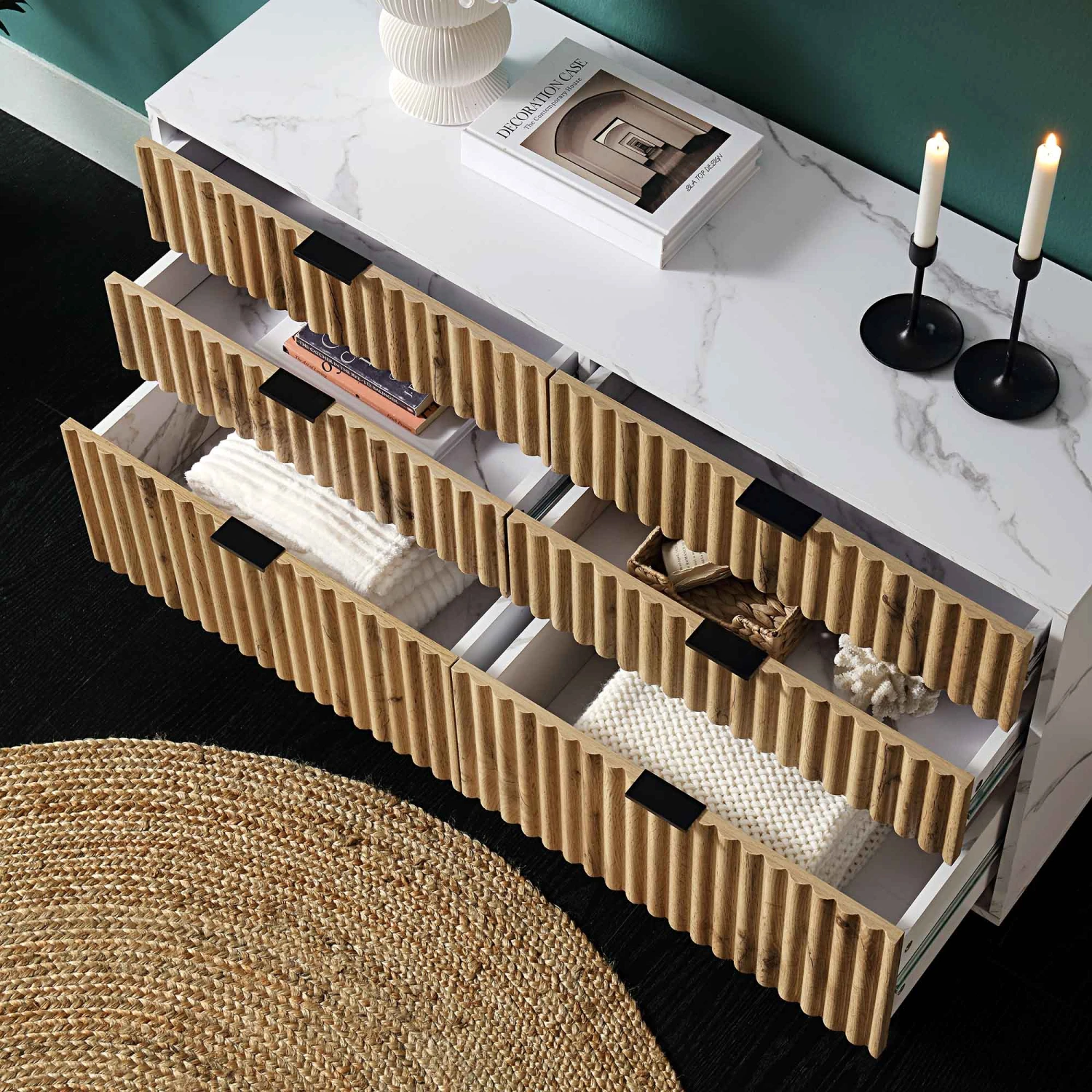 Aspen Oak And Marble Effect 6-Drawer Chest Of Drawers 5 Aspen Oak And Marble Effect 6-Drawer Chest Of Drawers - Image 3