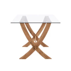 Lugano 160cm Rectangular Glass Top Solid Oak Legs Dining Table -Daals Shop BSD 088 3