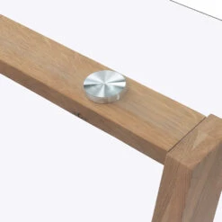 Lugano 160cm Rectangular Glass Top Solid Oak Legs Dining Table -Daals Shop BSD 088 detail2