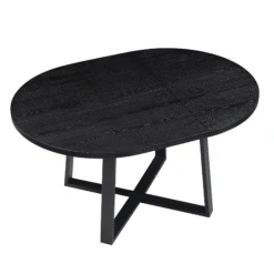 BERN Extending Round Dining Table With Metal Legs, Black -Daals Shop BSD 092 BLACK GIF