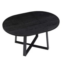 BERN Extending Round Dining Table With Metal Legs, Black -Daals Shop BSD 092 BLACK WB1