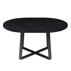 BERN Extending Round Dining Table With Metal Legs, Black -Daals Shop BSD 092 BLACK WB3