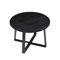 BERN Extending Round Dining Table With Metal Legs, Black -Daals Shop BSD 092 BLACK WB6
