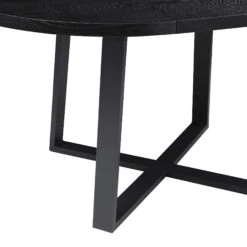BERN Extending Round Dining Table With Metal Legs, Black -Daals Shop BSD 092 BLACK detail3