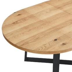 BERN Extending Round Dining Table With Metal Legs, Oak -Daals Shop BSD 092 OAK detail2