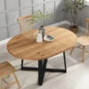BERN Extending Round Dining Table With Metal Legs, Oak -Daals Shop BSD 092 OAK main