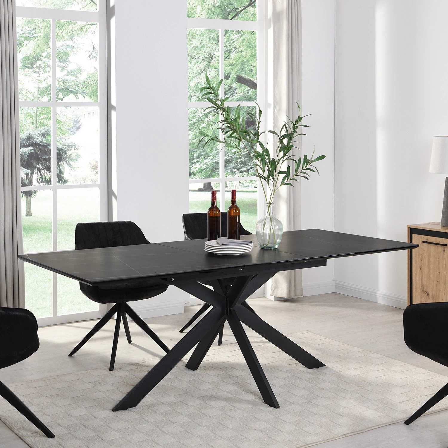 Varden Black Ceramic Extending Dining Table 4 Varden Black Ceramic Extending Dining Table - Image 2
