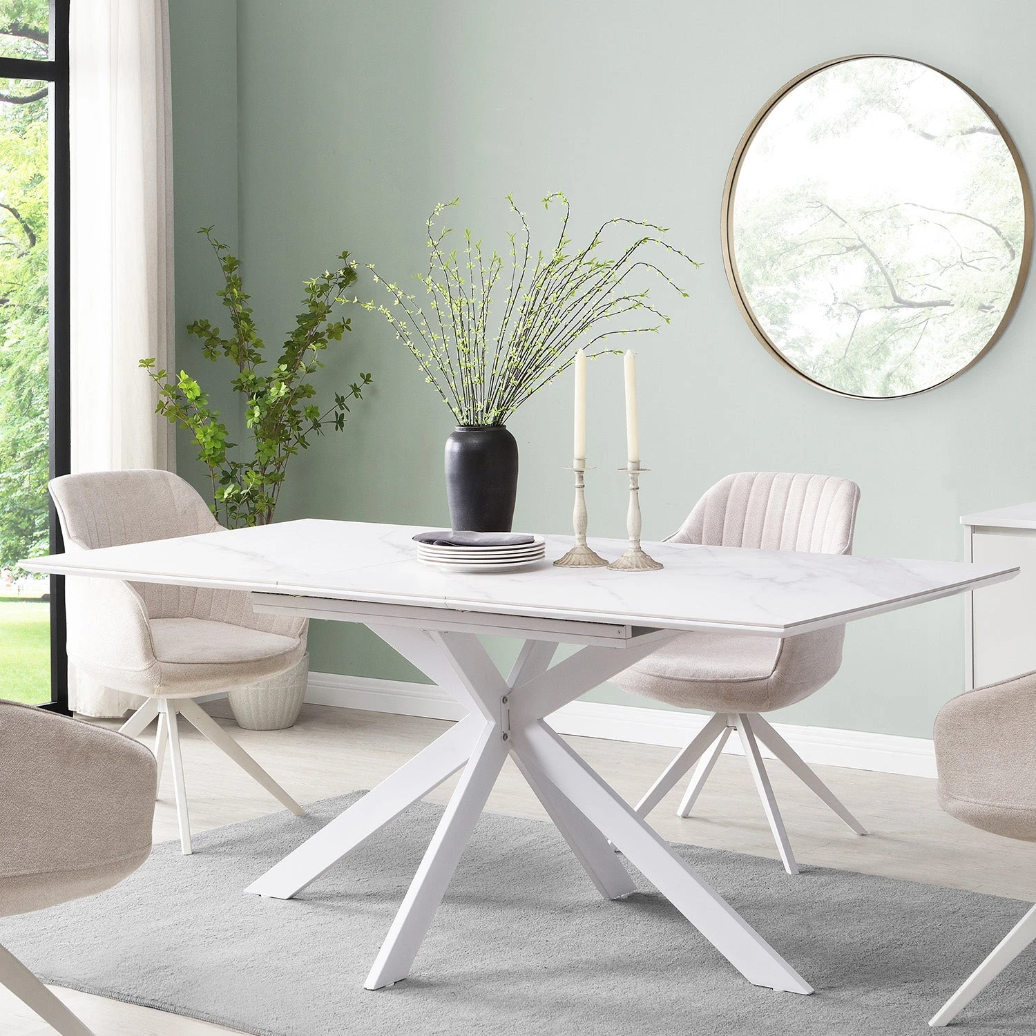 Varden White Ceramic Extending Dining Table 3 Varden White Ceramic Extending Dining Table