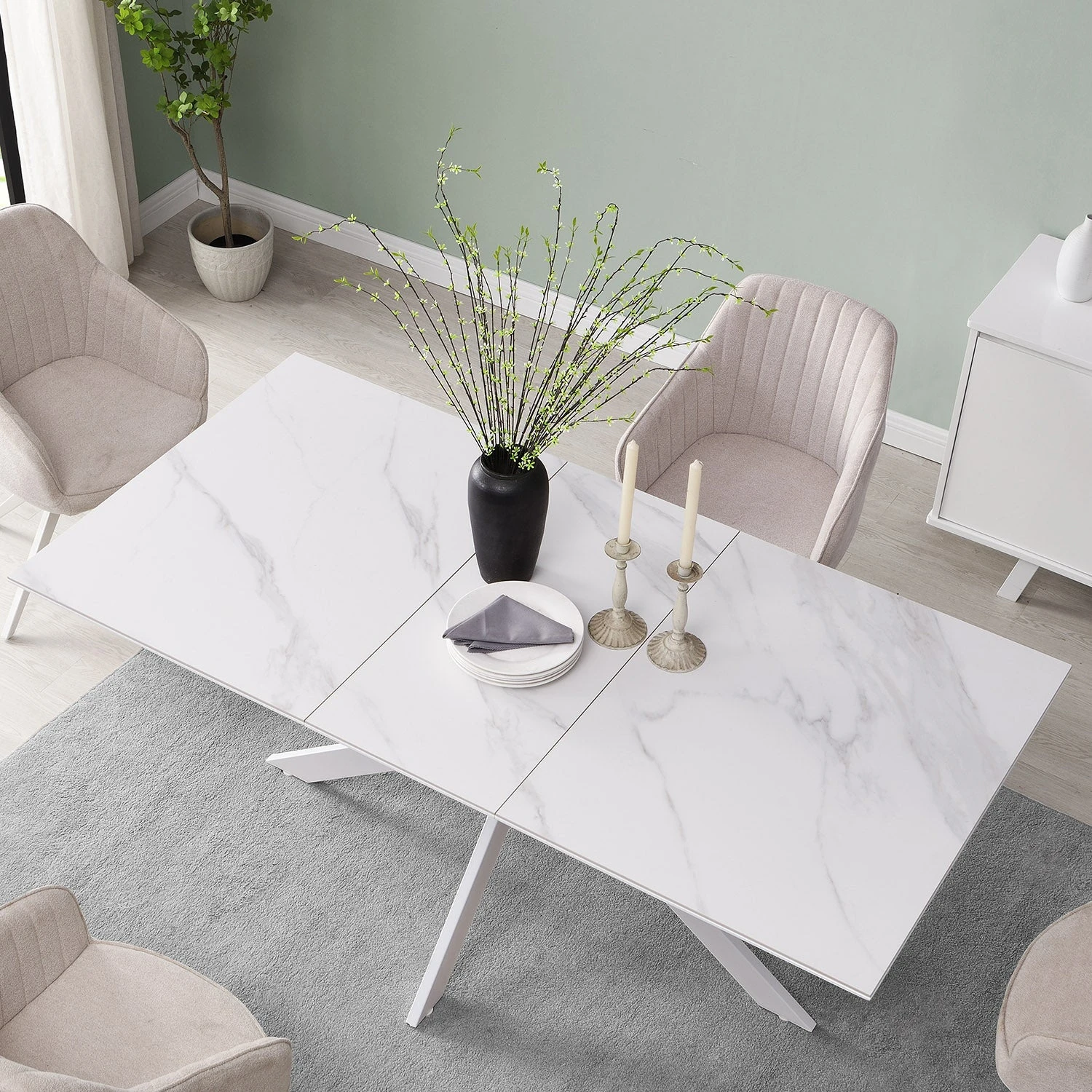 Varden White Ceramic Extending Dining Table 4 Varden White Ceramic Extending Dining Table - Image 2