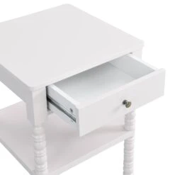 Aldwinke Beige Bobbin 1 Drawer Side Table 19 Aldwinke Beige Bobbin 1 Drawer Side Table -Daals Shop BSD 097 BEIGE detail1