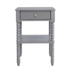 Aldwinke Dark Grey Bobbin 1 Drawer Side Table -Daals Shop BSD 097 DARKGREY WB1