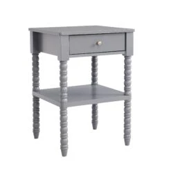 Aldwinke Dark Grey Bobbin 1 Drawer Side Table -Daals Shop BSD 097 DARKGREY WB2