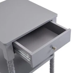 Aldwinke Dark Grey Bobbin 1 Drawer Side Table -Daals Shop BSD 097 DARKGREY detail1