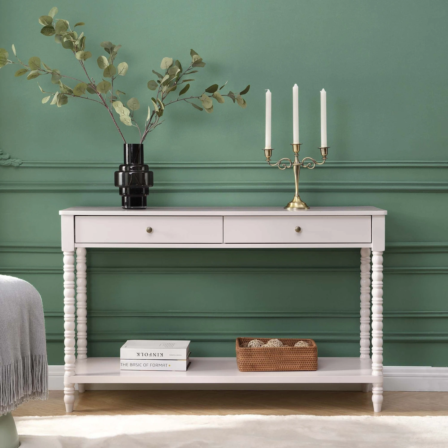 Aldwinke Beige Bobbin 2 Drawer Large Console Table 3 Aldwinke Beige Bobbin 2 Drawer Large Console Table