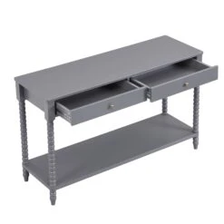 Aldwinke Dark Grey Bobbin 2 Drawer Large Console Table -Daals Shop BSD 098 DARKGREY WB3
