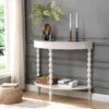 Aldwinke Beige Bobbin Demilune Console Table 2 Aldwinke Beige Bobbin Demilune Console Table -Daals Shop BSD 099 BEIGE main