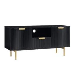 Richmond Ridged 120cm Wide TV Media Unit, Matte Black -Daals Shop BSD 106 BLACK WB2