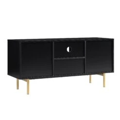 Richmond Ridged 120cm Wide TV Media Unit, Matte Black -Daals Shop BSD 106 BLACK WB4