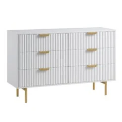 Richmond Ridged Wide Chest Of 6 Drawers, Matte White -Daals Shop BSD 107 WHITE WB2