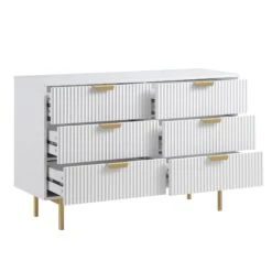 Richmond Ridged Wide Chest Of 6 Drawers, Matte White -Daals Shop BSD 107 WHITE WB3